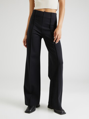 Abercrombie & Fitch Wide leg Pantalon in Zwart: voorkant