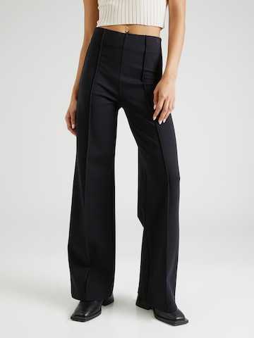 Wide leg Pantaloni con piega frontale di Abercrombie & Fitch in nero: frontale