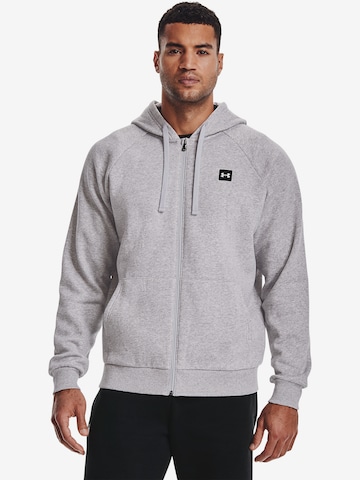 UNDER ARMOUR Athletic Zip-Up Hoodie ' Rival ' in Grey: front