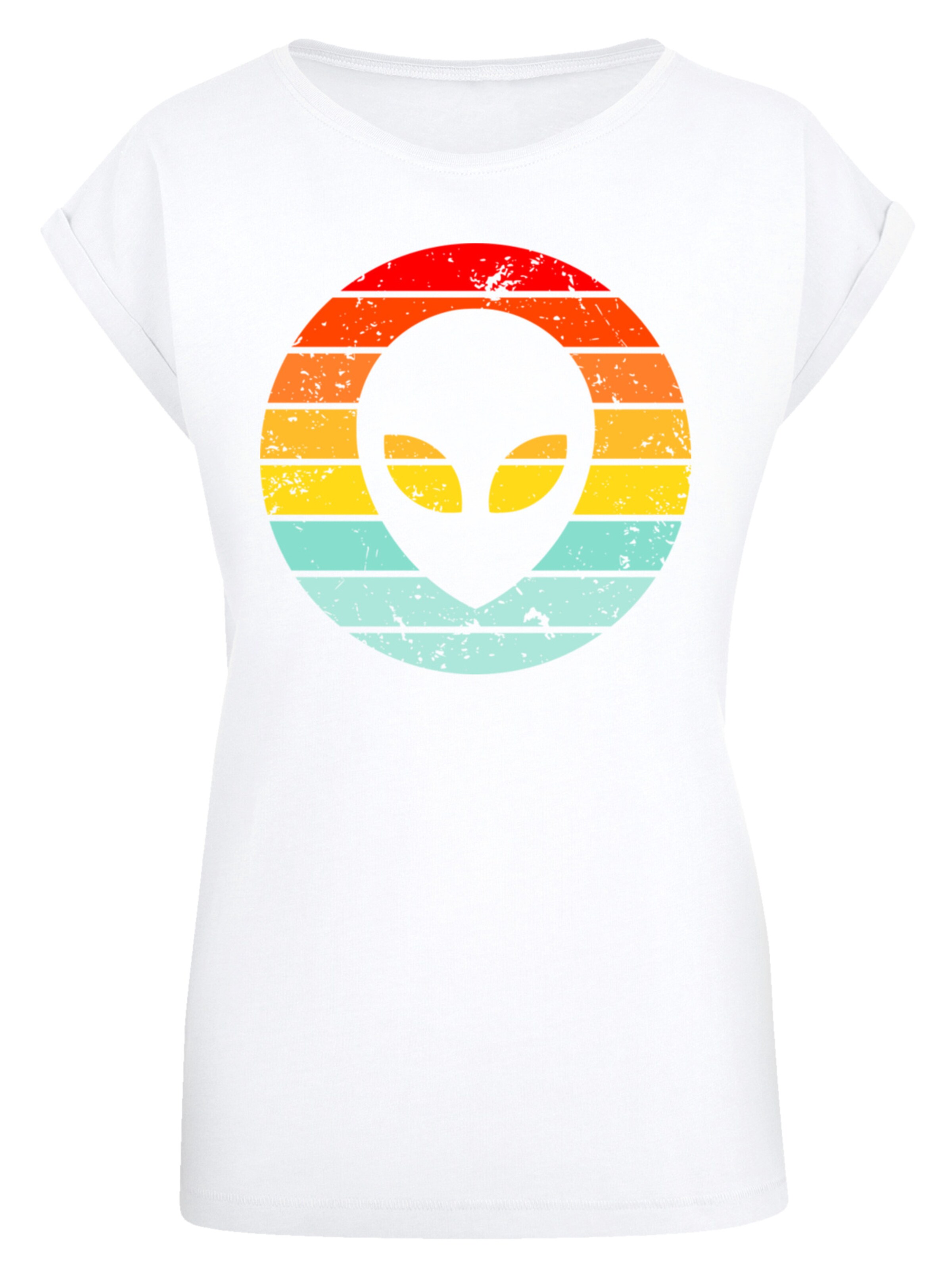 F4NT4STIC Shirt 'Alien Retro Sonnenuntergang' in Wit: voorkant