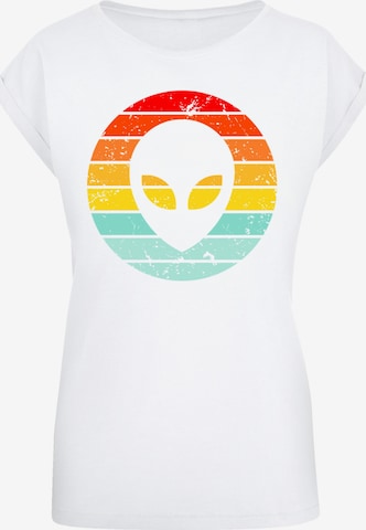 T-shirt 'Alien Retro Sonnenuntergang' F4NT4STIC en blanc : devant