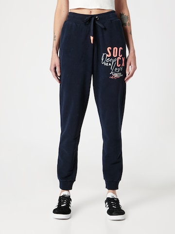 Soccx Tapered Pants in Blue: front