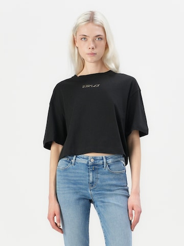 REPLAY Koszulka w kolorze czarny: przód