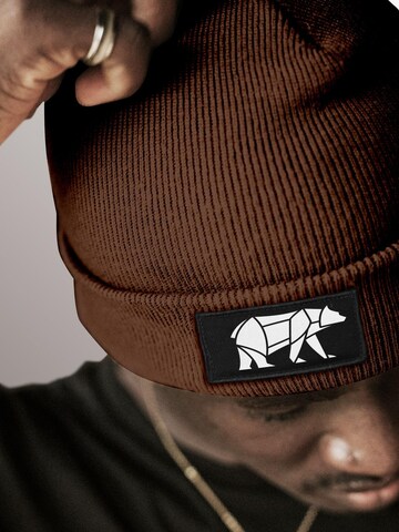 Neverless Beanie 'Bär Lineart Polygon' in Brown