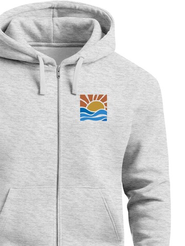 Neverless Zip-Up Hoodie 'Sun Wave Batch' in Grey