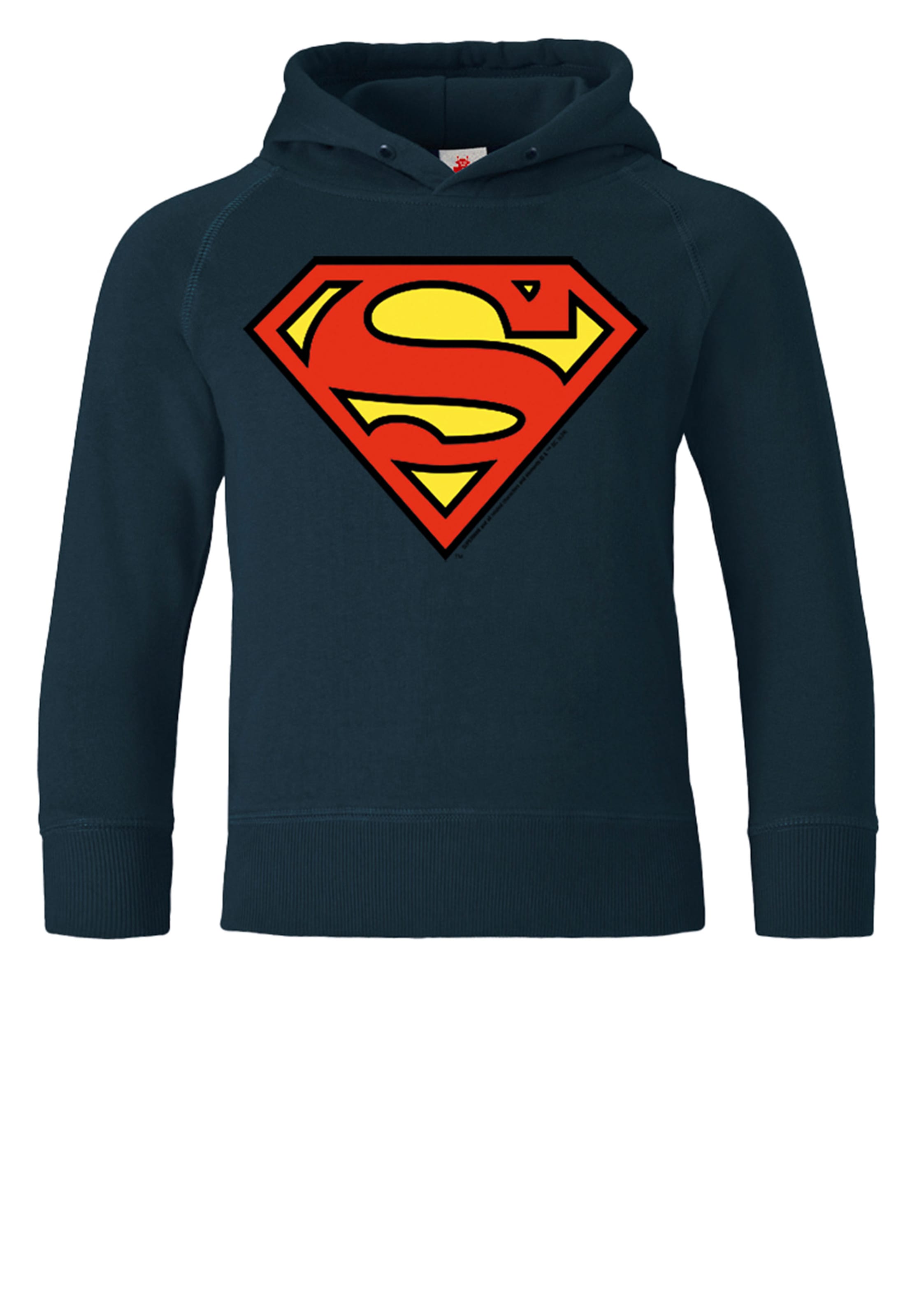 LOGOSHIRT Kapuzensweatshirt 'DC - Superman Logo Clean' in Blau: Vorderseite