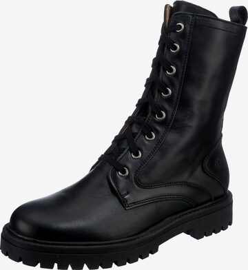 JOLANA & FENENA Lace-Up Ankle Boots in Black: front