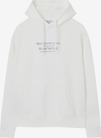 Sweat-shirt Pull&Bear en blanc : devant