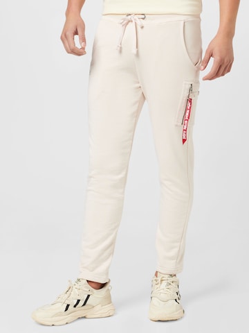 ALPHA INDUSTRIES Tapered Παντελόνι 'X-Fit' σε λευκό: μπροστά