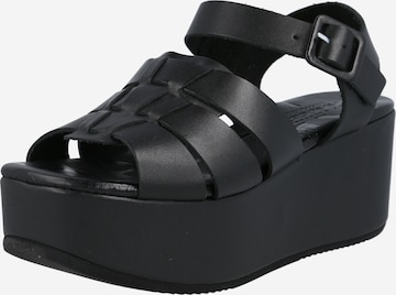 SHABBIES AMSTERDAM Strap Sandals in Black: front