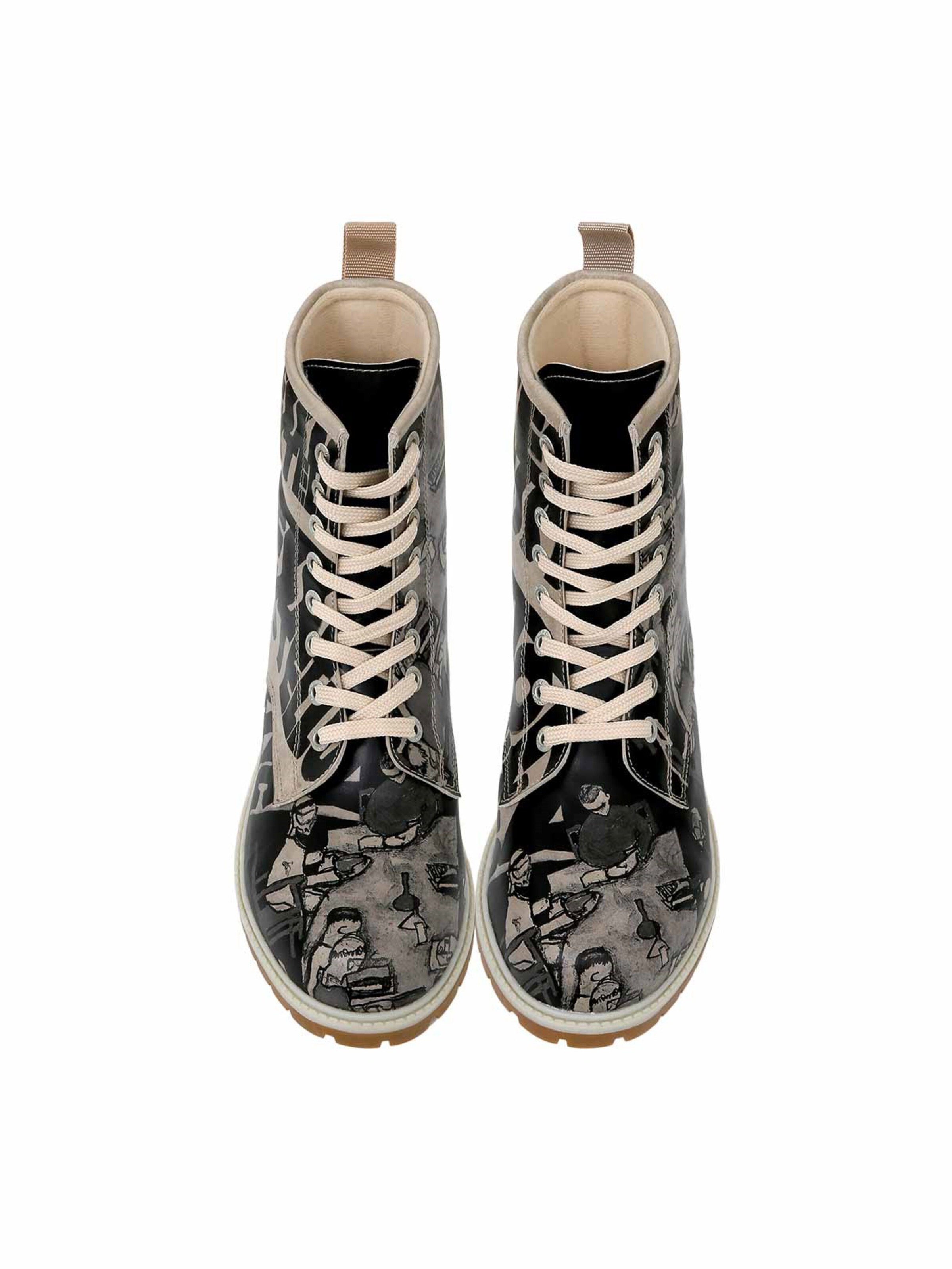 DOGO Lace-Up Boots 'DOGO Boots - Supper BlackWhite' in Black