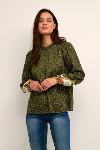 Cream Blouse 'Emmelie' in Groen: voorkant