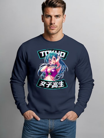 Neverless Sweatshirt 'Anime Girl' in Blue: front