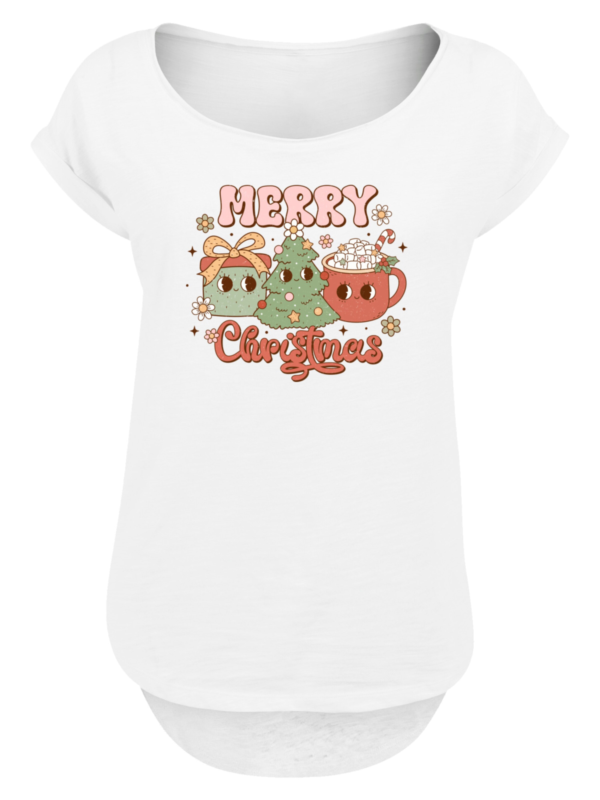F4NT4STIC Shirt 'Merry Christmas' in Wit: voorkant