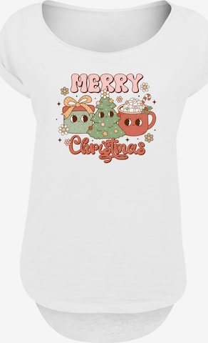 F4NT4STIC Shirt 'Merry Christmas' in Wit: voorkant