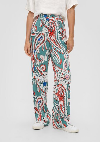 s.Oliver Wide leg Pleat-front trousers in Green: front