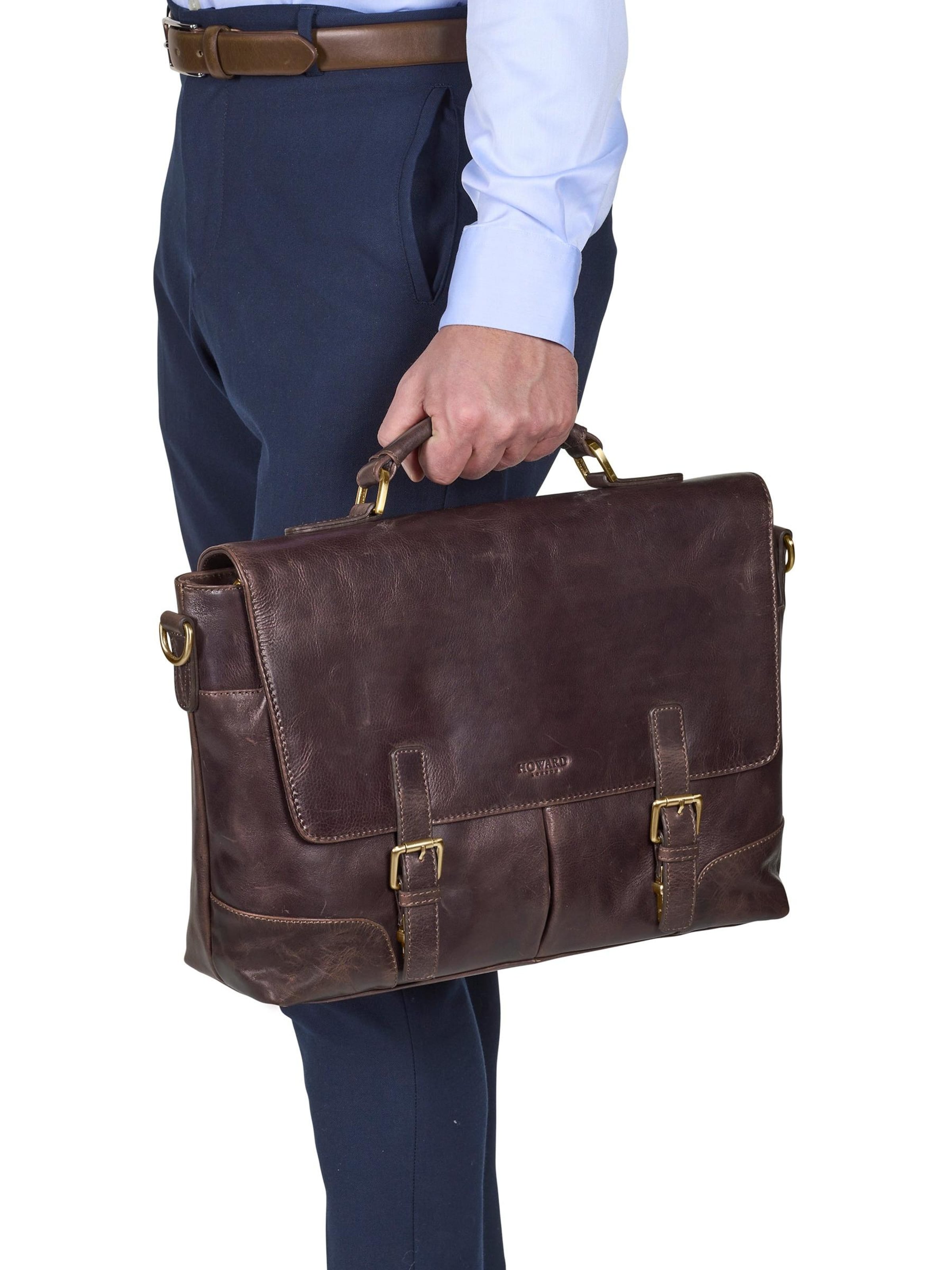 Howard London - Maletín 'Leather Briefcase Bag James Dark Brown' en marrón
