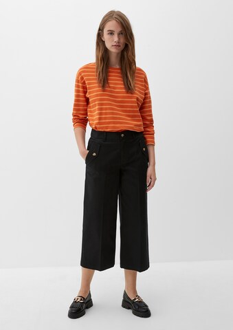 Wide Leg Pantalon à plis s.Oliver en noir