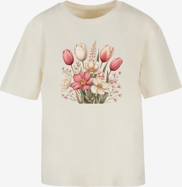 F4NT4STIC Shirt 'Rosa weißer Frühlingsblumenstrauß' in Beige: front