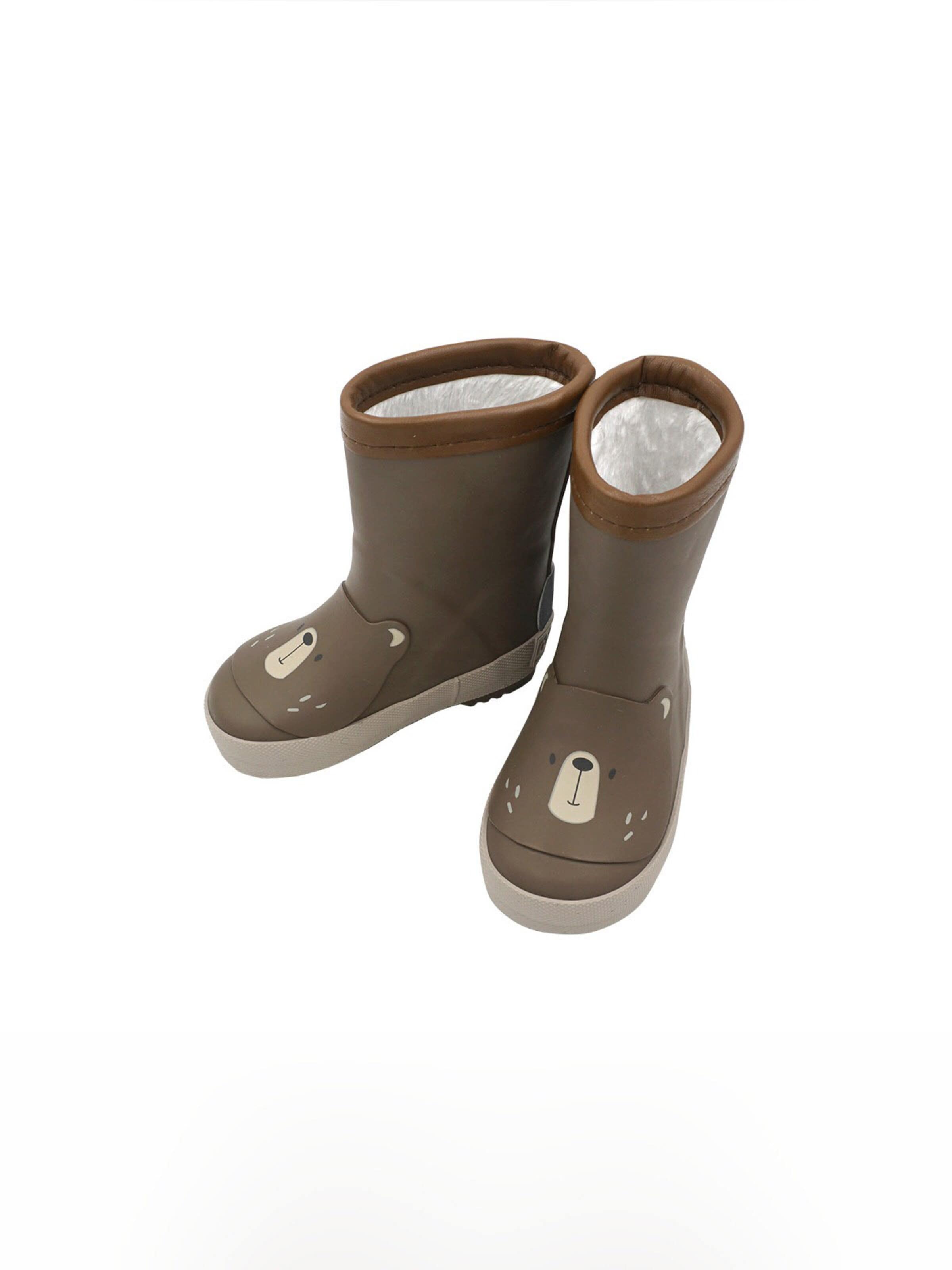 MAXIMO Rubber Boots 'Gummistiefel Bär Winterfutter, Reflekt 3M' in Brown: front