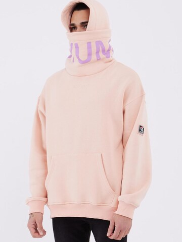 Koyumi Sweatshirt 'Oversize Hoodie mit hohem Kragen – Schwerer 3-Faden Stoff - Break your Neck' in Pink