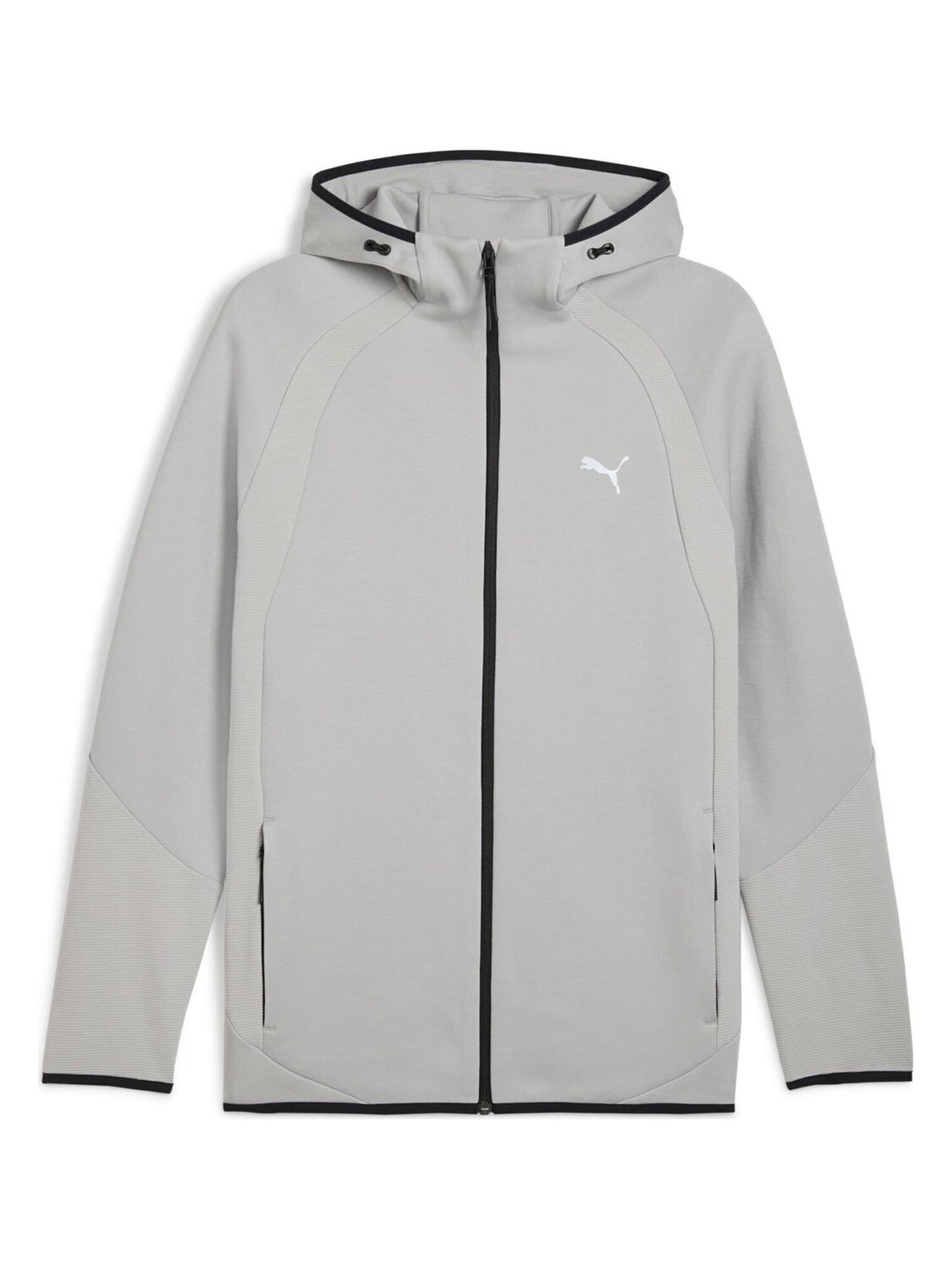 PUMA Sweatjacke 'Puma Evostripe Fz Hoodie Dk'‌‌‌‌ in Grau: Vorderseite