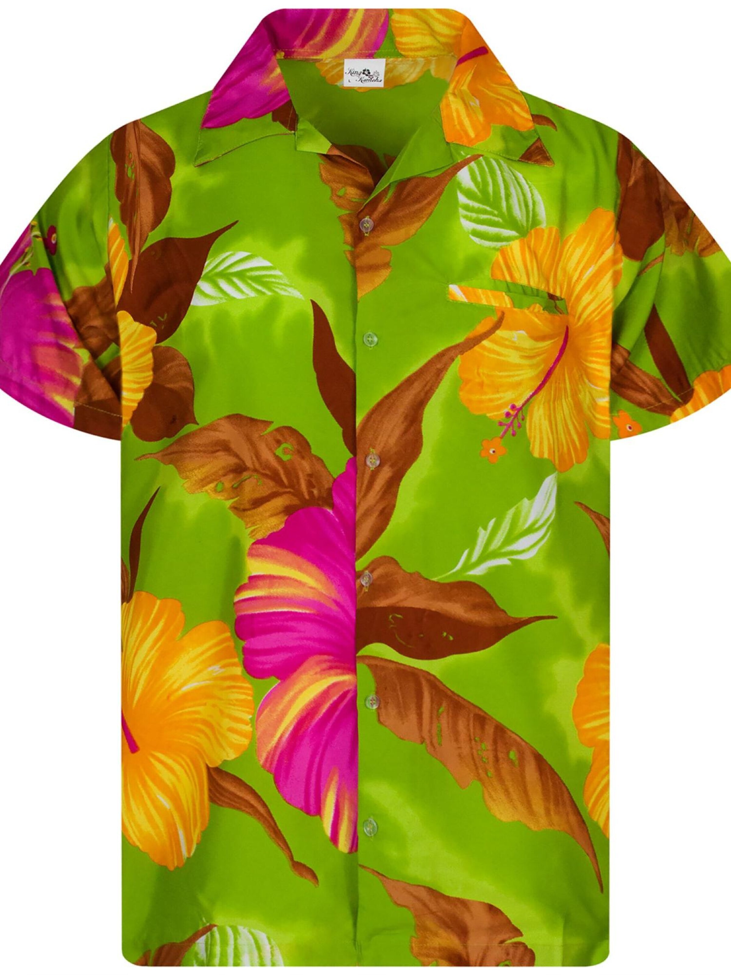 Maglietta 'Big Flower' di King Kameha in verde: frontale