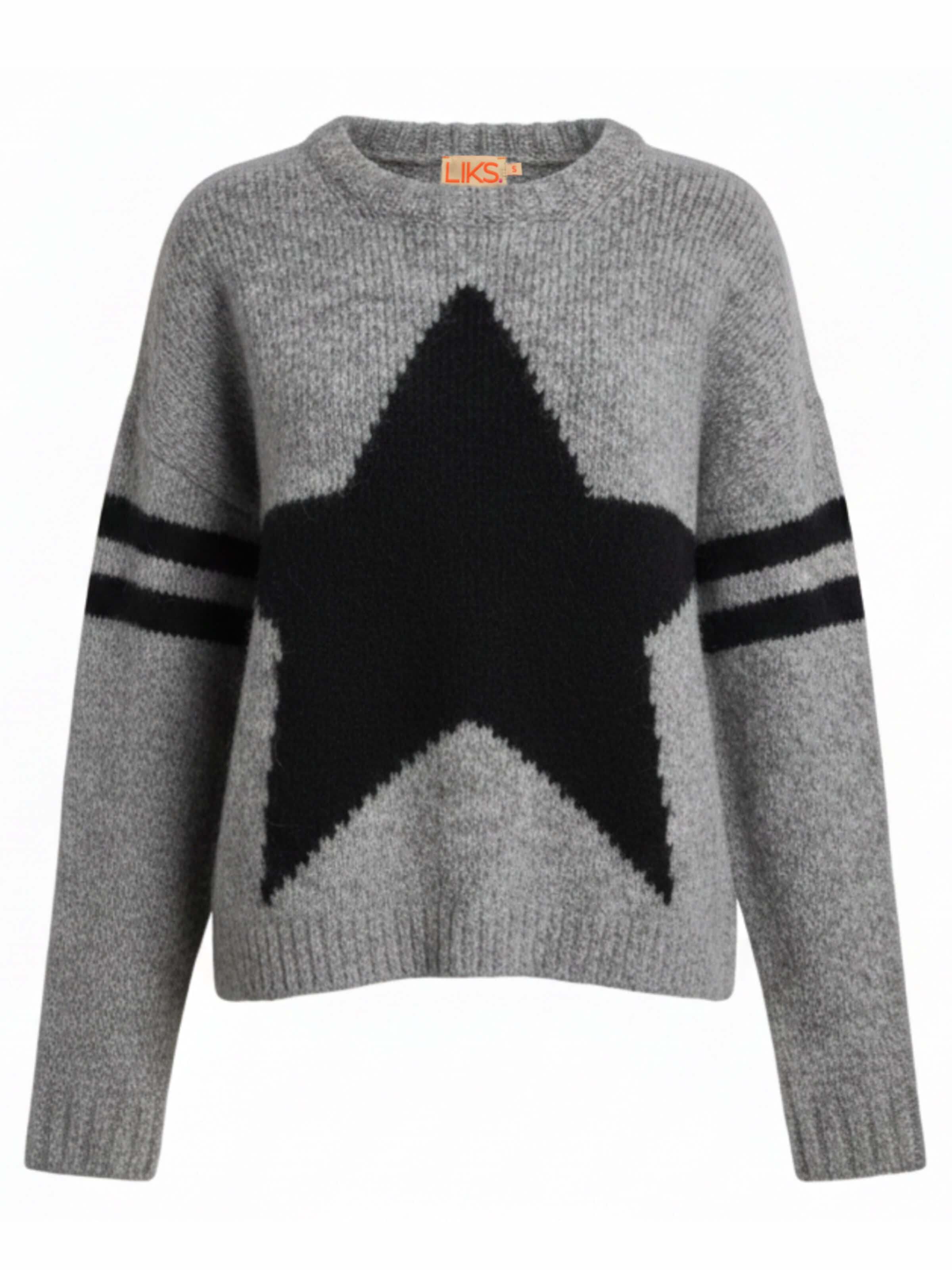 LIKS. Munich - Jersey 'Damenstrickpullover mit Sternmotiv - AliceC' en gris: frente