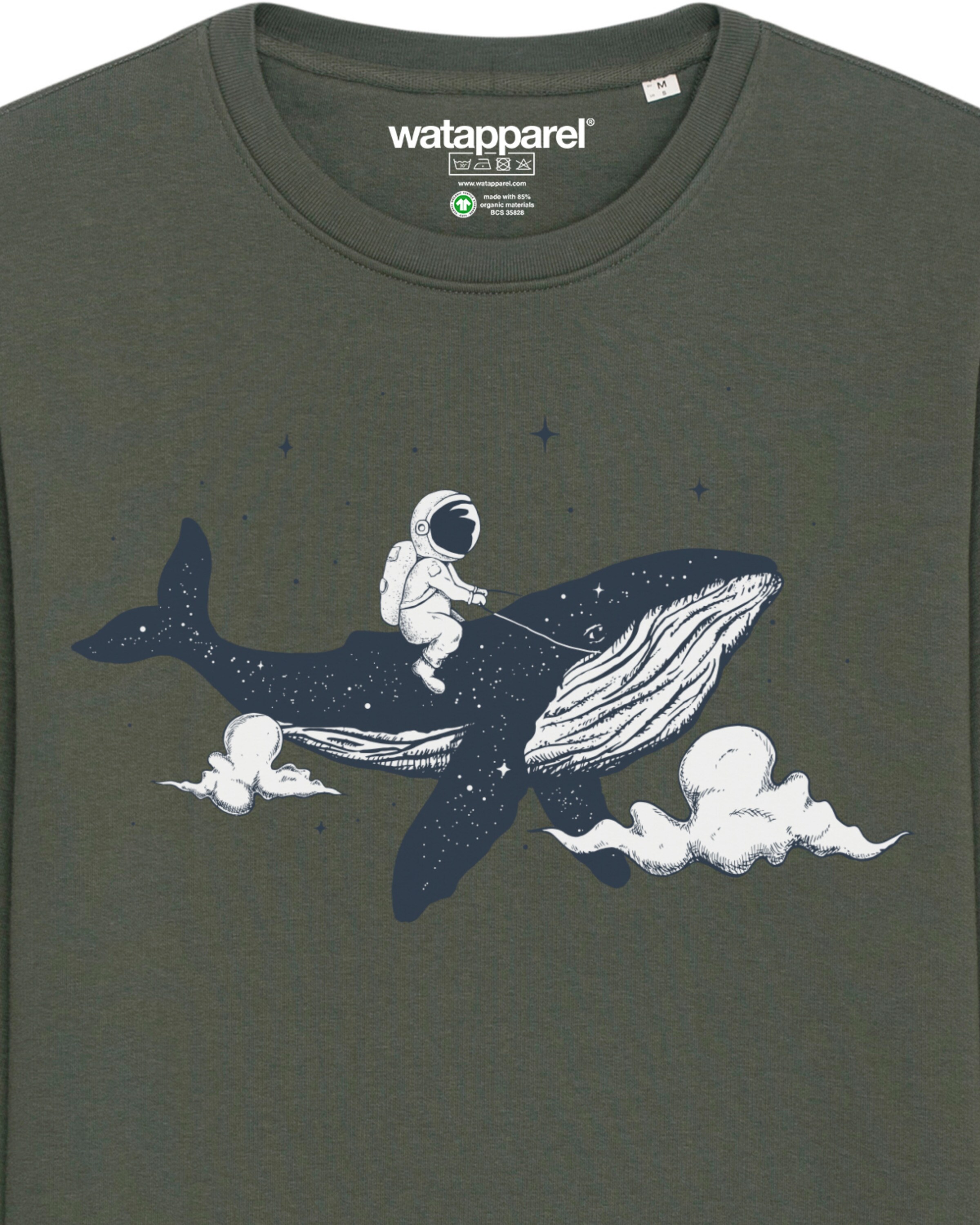 Watapparel Sweatshirt ' Spacewhale ' in Green