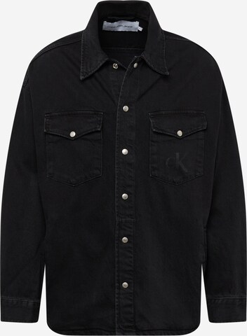 Calvin Klein Jeans Klasický střih Přechodná bunda – černá: přední strana