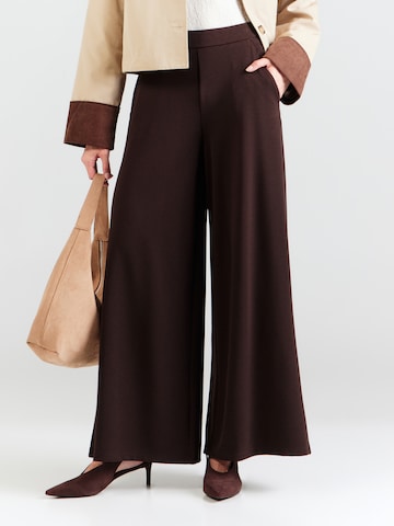 JDY Wide leg Pants 'JDYTANJA' in Brown: front