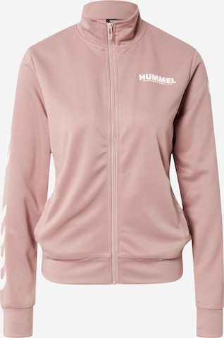 Hummel Athletic Zip-Up Hoodie 'Legacy Poly' in Pink: front