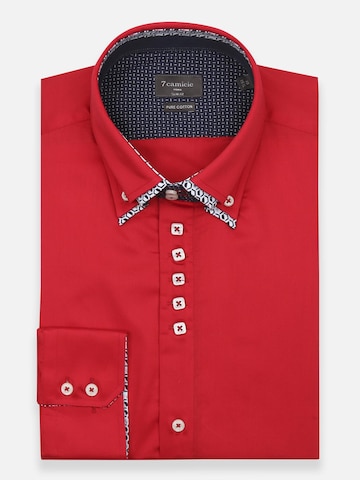 Slim fit Camicia business 'Marco Polo Iconic Satin Man Shirt White' di 7Camicie in rosso