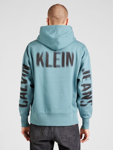 Bluză de molton de la Calvin Klein Jeans pe albastru: față