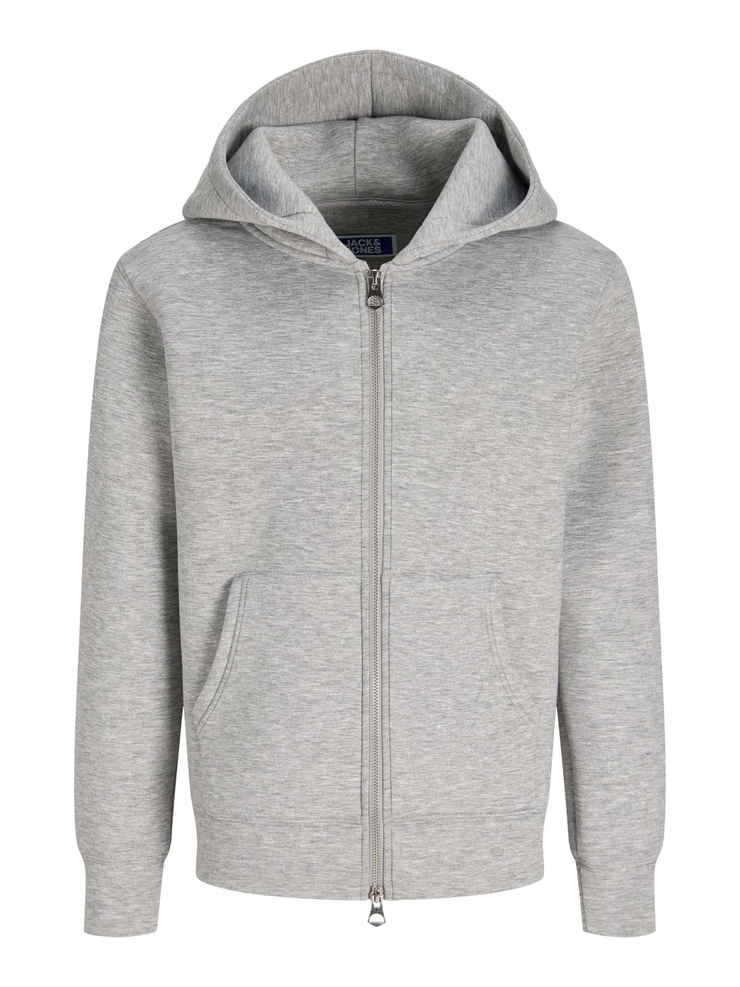 Jack & Jones Junior Zip-Up Hoodie 'Legacy' in Grey: front
