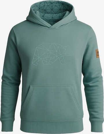 FORSBERG Sweatshirt 'Hoodie mit gesticktem Polygonbär' in Green: front