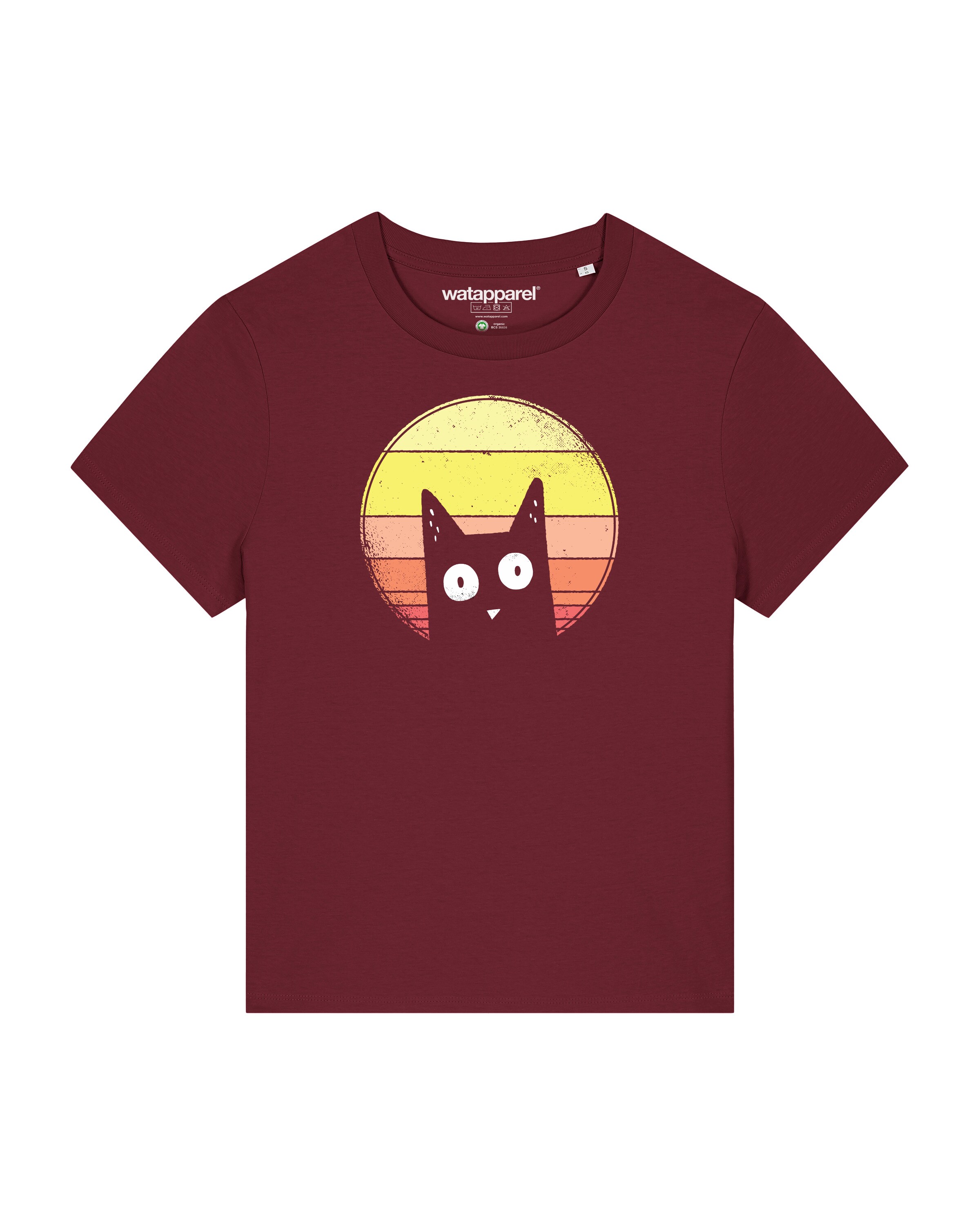 Watapparel Shirt ' Sunset Cat ' in Rood: voorkant