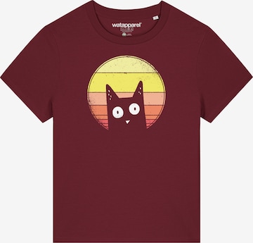 Watapparel Shirt ' Sunset Cat ' in Red: front