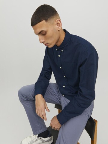 JACK & JONES Slim fit Button Up Shirt 'JJEOxford' in Blue