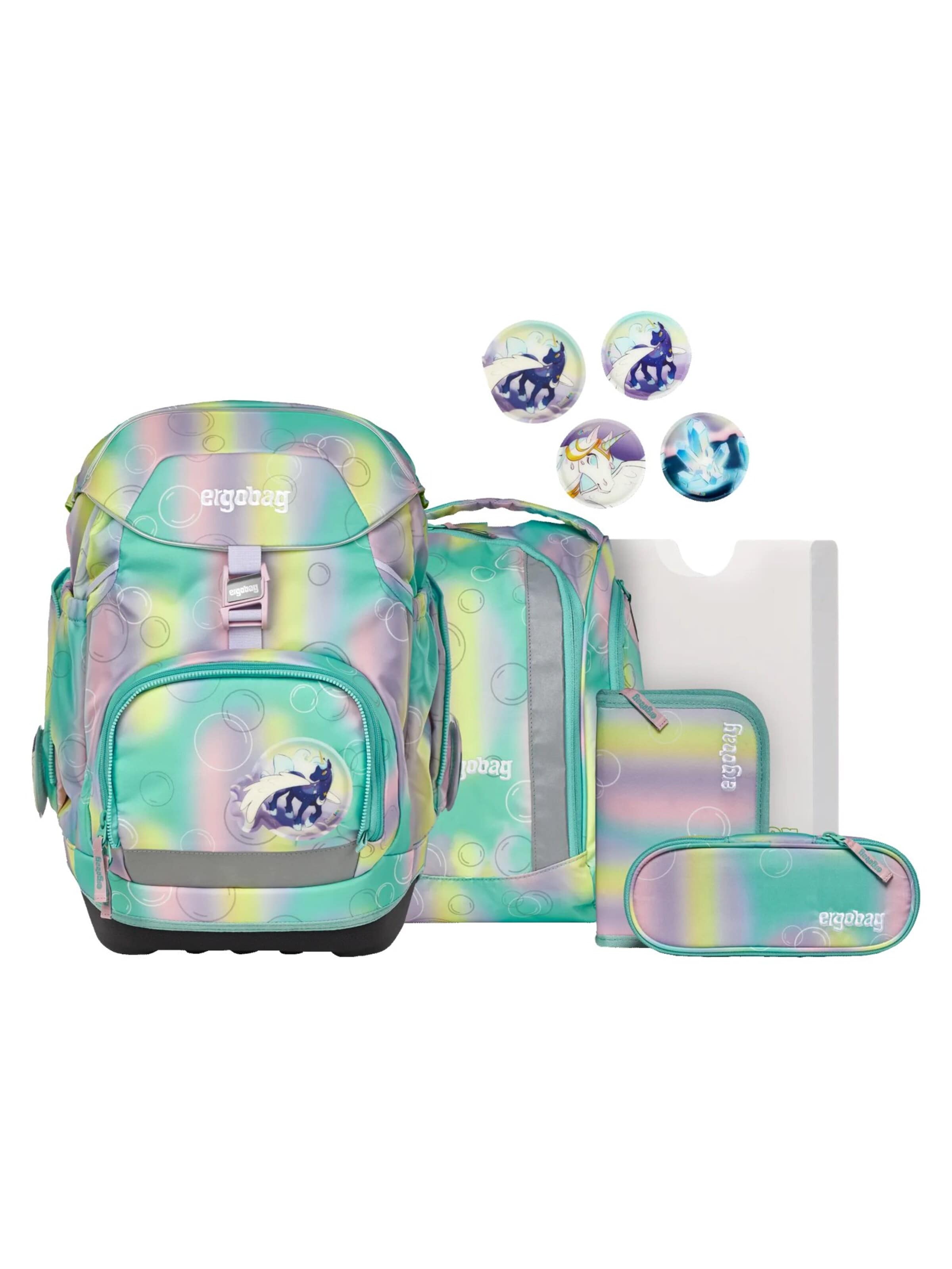 ergobag Backpack 'Schulranzen-Set pack Set' in Green: front