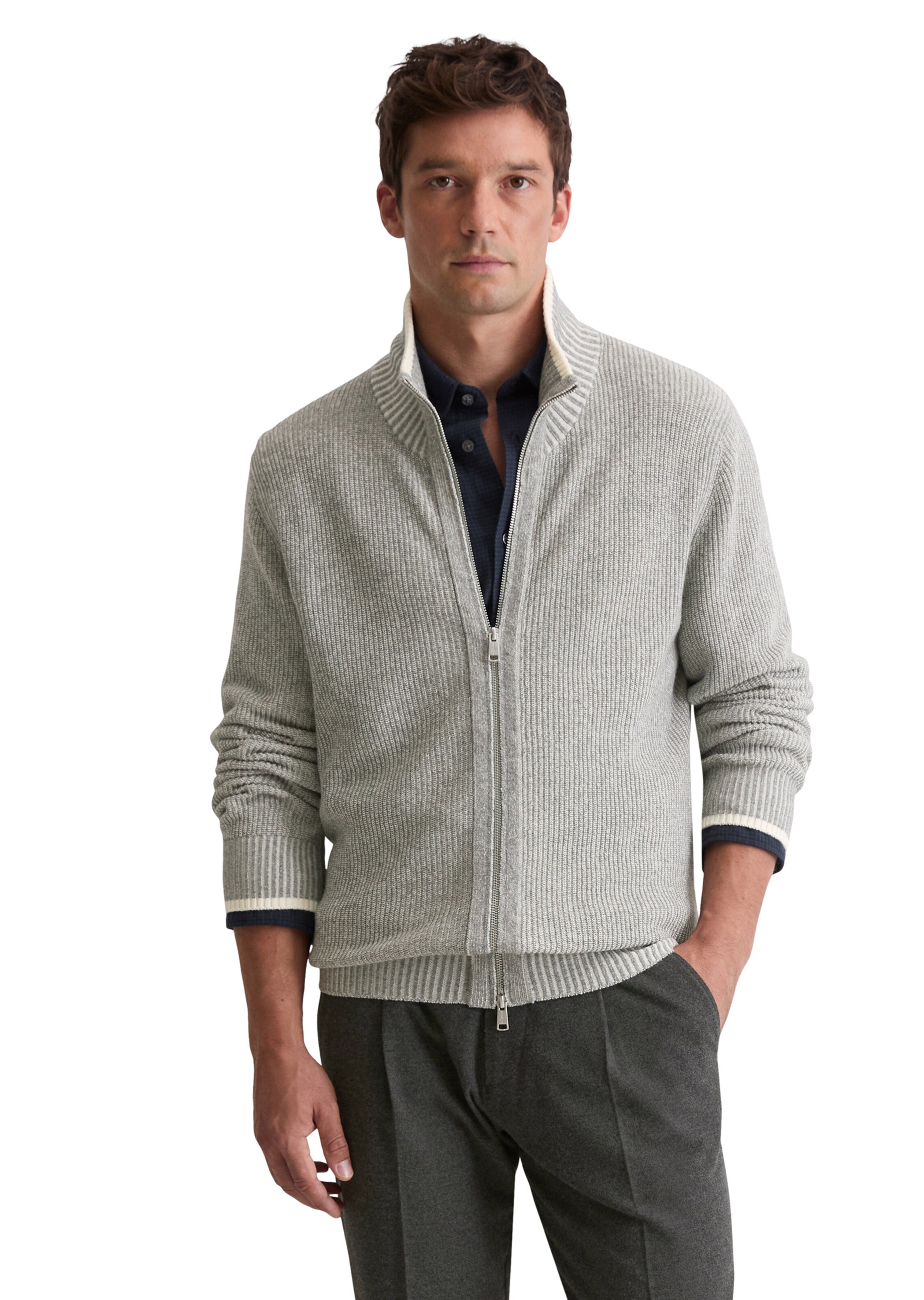 Marc O'Polo Knit cardigan in Grey: front