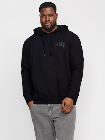 Felpa 'JJECorp' di Jack & Jones Plus in nero: frontale