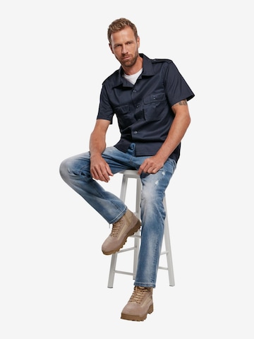 Brandit Comfort fit Button Up Shirt in Blue