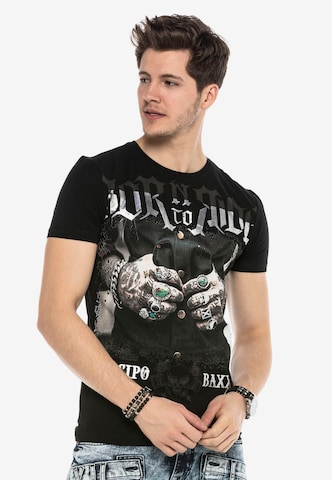 CIPO & BAXX T-Shirt TOUGH RIDER mit grafischem Print in Schwarz