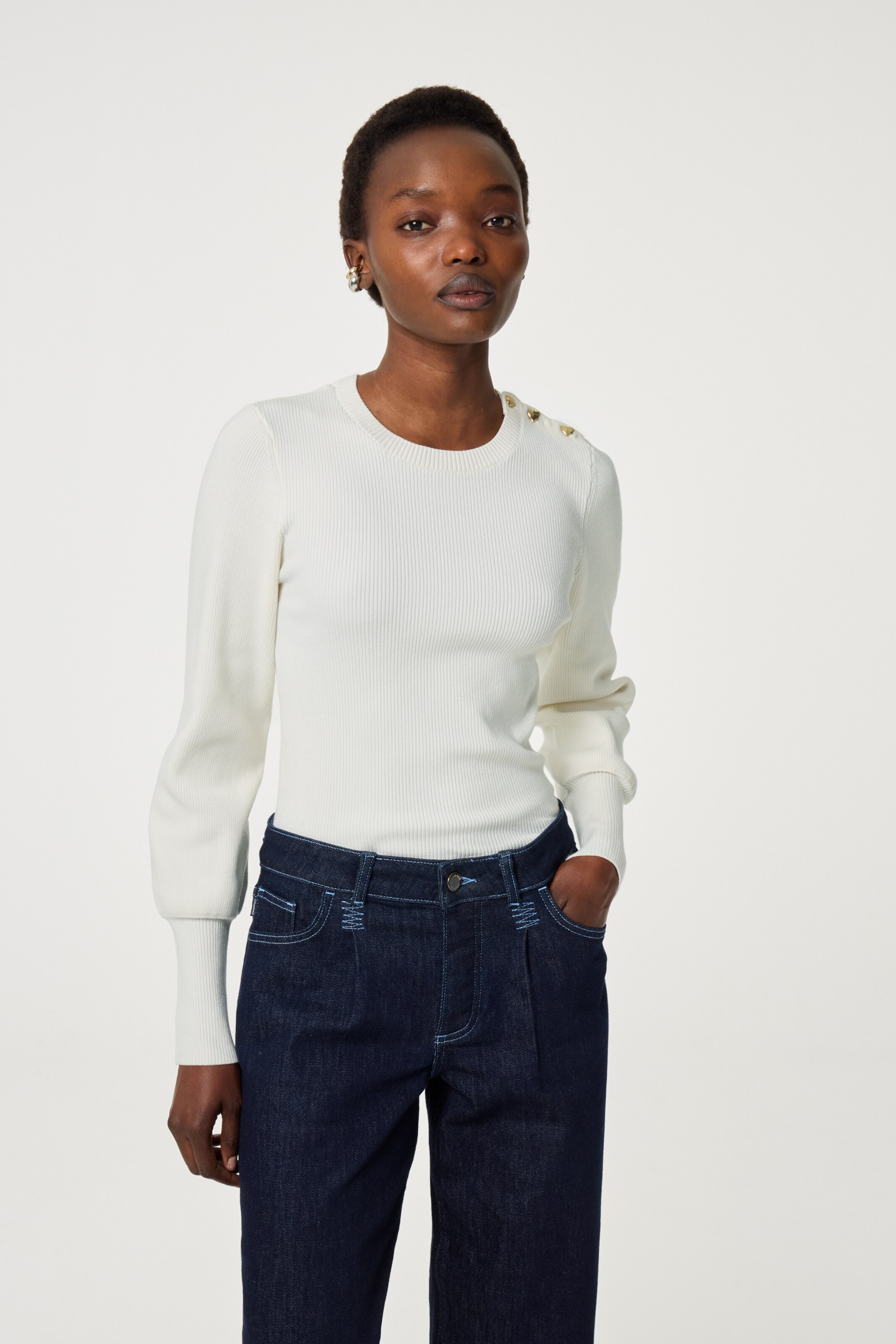 Pull-over Fabienne Chapot en beige : devant