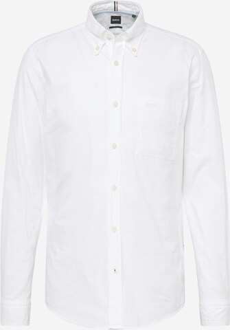 BOSS Button Up Shirt 'ROAN' in White: front