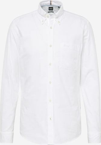 BOSS Black Button Up Shirt 'ROAN' in White: front