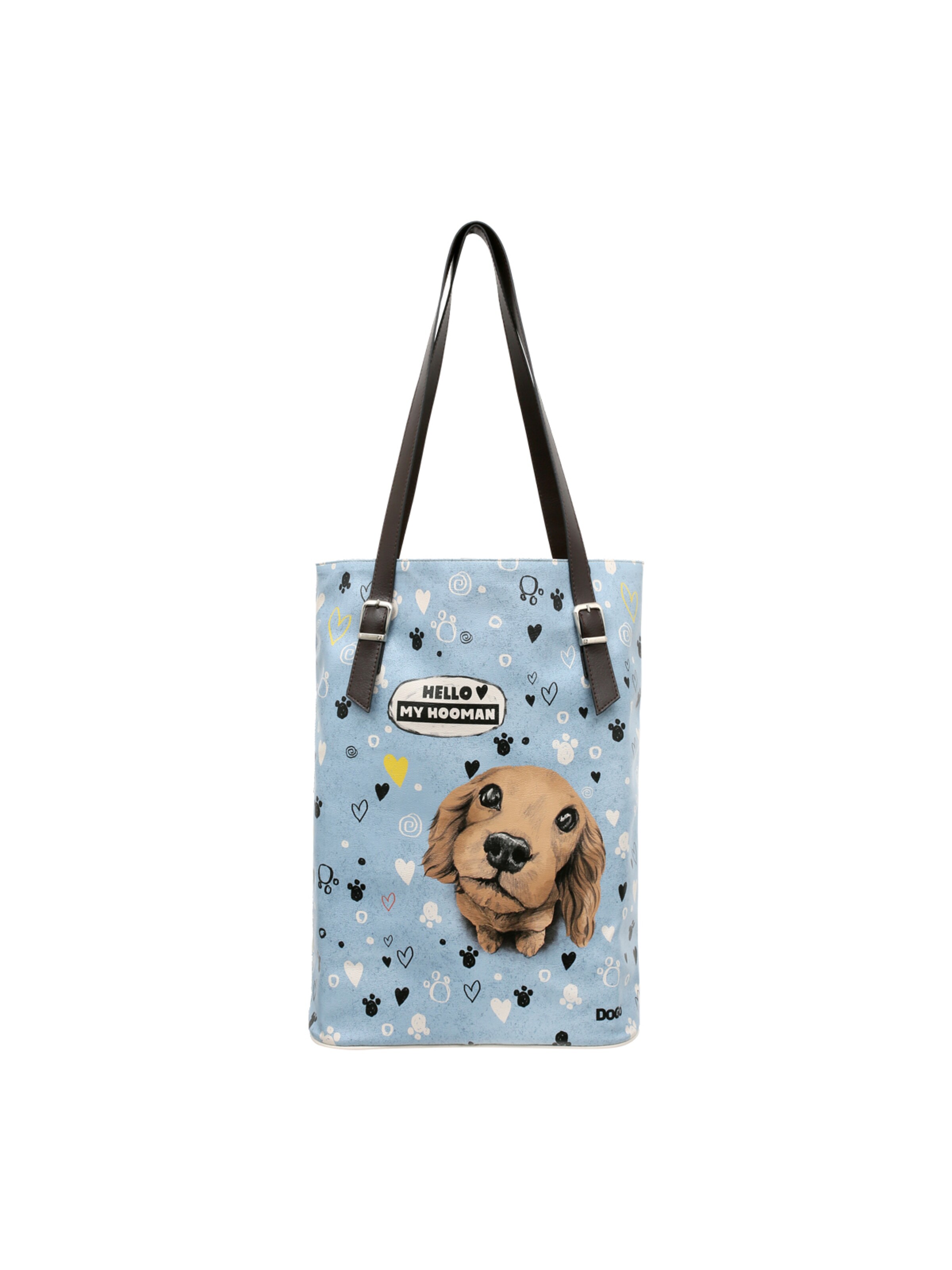 DOGO Umhängetasche 'DOGO Umhängetasche Tall Bag - Hello My Hooman'‌‌‌‌‌‌‌‌‌ in Blau: Vorderseite