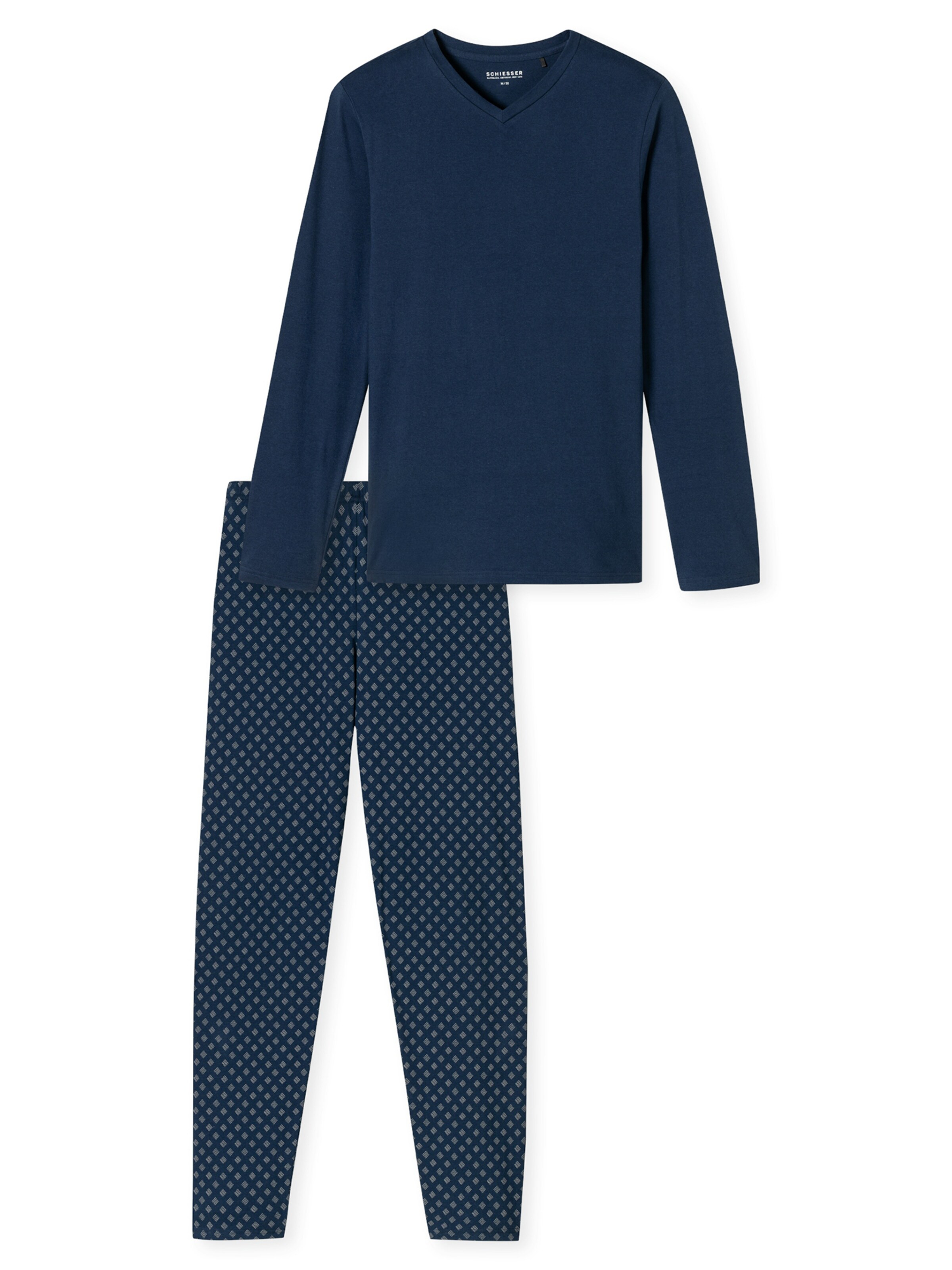 SCHIESSER Pyjama lang ' Casual Essentials ' in Blauw: voorkant
