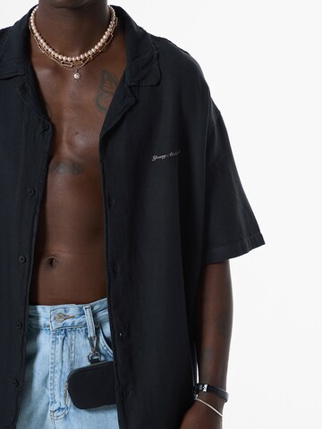 VAMOS CLO Comfort fit Button Up Shirt in Black